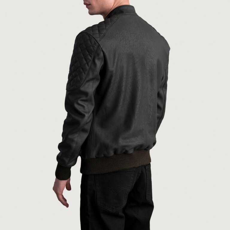 Mens Sven Tumbled Brown Leather Bomber Jacket Tilted Back-8-1724139332139